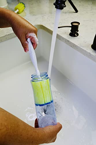 Powerpuff Usa Made 13.6" Long Handled Deep Clean All-Purpose Home Cleaning Sponge & Water Bottle Scrubber | Deep Clean Tumbler Bottles, Thermoses, Jugs & Household Messes | Non-Scratch | Pack Of 3 #TOP3