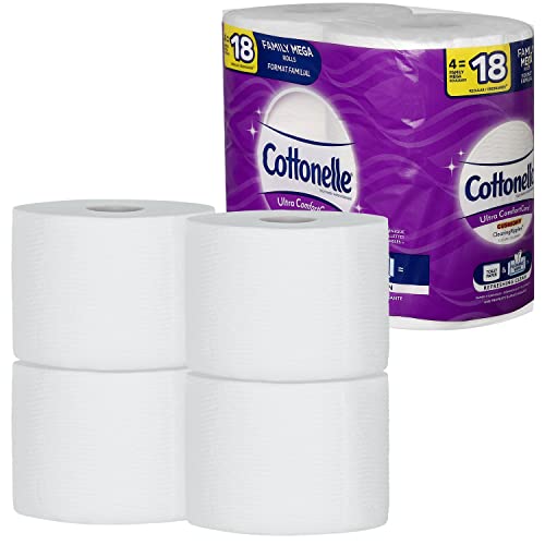 Ultra ComfortCare Toilet Paper with Cushiony CleaningRipples Texture - Pack of 1, 4-Count, 325 2-Ply Sheets Per Roll - 4 Family Mega Roll Toilet Paper = 18 Regular Rolls Ultra ComfortCare Toilet Paper with Cushiony CleaningRipples Texture - Pack of 1, 4-Count, 325 2-Ply Sheets Per Roll - 4 Family Mega Roll Toilet Paper = 18 Regular Rolls