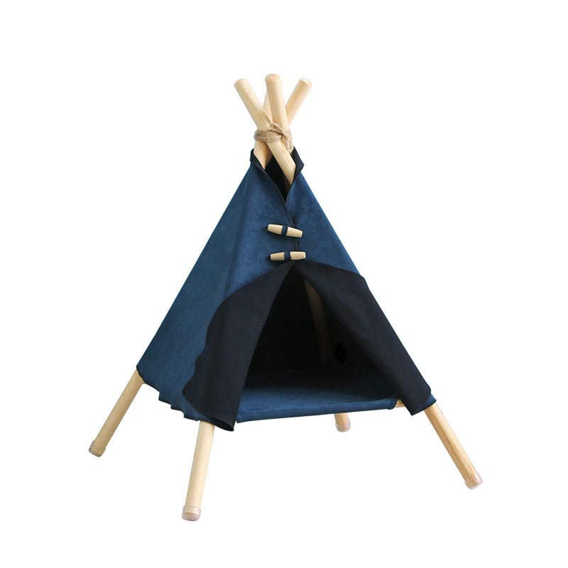 Cat Tent – Cute Cat Teepee with Fabric Cat Bed – Funny Teepee Tent for Small Cats and Dogs – Durable Wood and Soft Wool Pet Tent for Indoor Pets – Cat and Dog Houses for Small Dogs and Pets (Neptune)