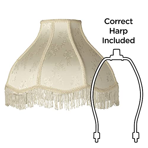 Springcrest 28195 Set Of 2 Hardback Scallop Dome Lamp Shades Cream Floral Bouquet Large 6 Inch Top X 17 Inch Bottom X 11 Inch High Spider thumb #5