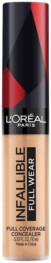 L'Oreal Paris Infallible Full Coverage Concealer, High Cover, Longwear, Waterproof Formula, For Undereye Circles and Blemishes, For Highlighting and Contouring, Shade: 312, 10g