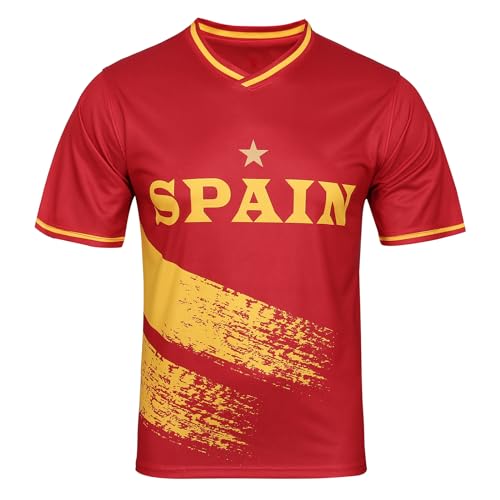 SINLEISI Spain 2026 World Cup Fan Soccer Jersey (Spain XX-Large)