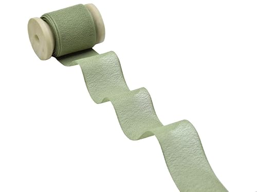 Furlanis - Crêpe Effetto Seta Sfrangiato, Nastro Decorativo Per Confezioni, Regali, Tessuto Italiano - Salvia, 25Mm X 25 M