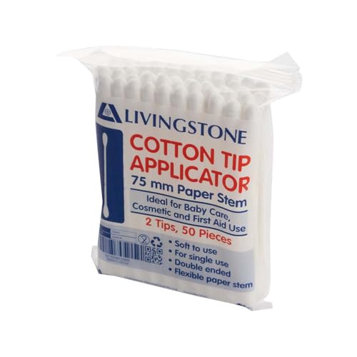 Livingstone Cotton Tip Applicator Double Tipped Paper Stem 7.5cm 50 Pieces/Pack