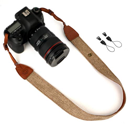 WANBY Brown Canvas Camera Strap with Quick Release