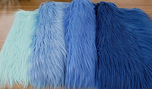 Tissu fausse fourrure bleu ciel shaggy pour customiser vos coussins et décors de chambre d'enfant