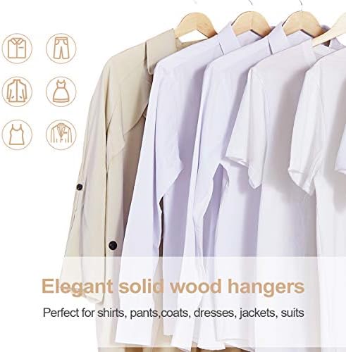 Home Love Clothes Hangers, 20 Pack Wooden Coat Hangers with Pants Bar Smooth Finish Solid Wooden Hangers (Natural, 20)