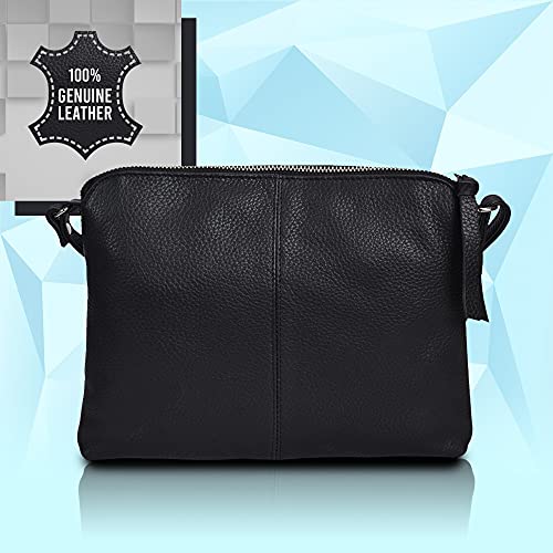 Genuine Leather Crossbody Handbag For Women - Shoulder Bag For Womens Handmade By Valenchi (Black Floater) #TOP1