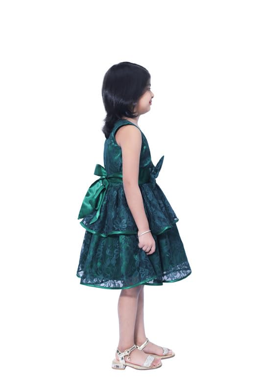 Image of Ripening Casual Girls Style Wedding Summer Parties Dress Birthday Frock Green