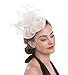 SAFERIN Fascinators Hat Flower Mesh Feathers Tea Party Wedding Headwear for Girls and Women (TA2-Foral Mesh White)