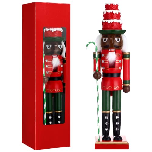 Hungdao 15 Inch Black Nutcracker Christmas Decor Wooden, Cake