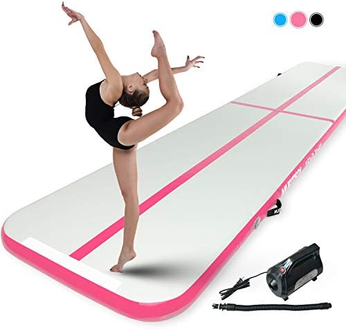 Murtisol 13ft Inflatable Gymnastics Training Mats Tumbling Mats 4 Inch Thickness for Home Use/Training/Cheerleading/Yoga/Water with Electric Pump Pink