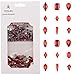 Tisslan 100pcs Glass Red Nail Rhinestones Shapes Mix 720pcs Flat Back Crystal Gem Stones Nail Decoration Charms Bulk Pack Supply