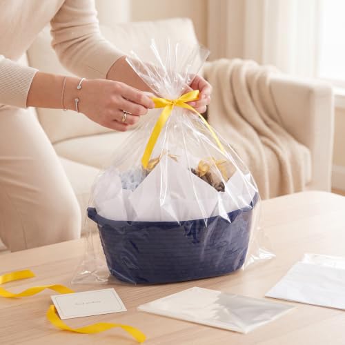 Image of woric Navy Blue Baskets for Gifts Empty Small Woven Gift Basket