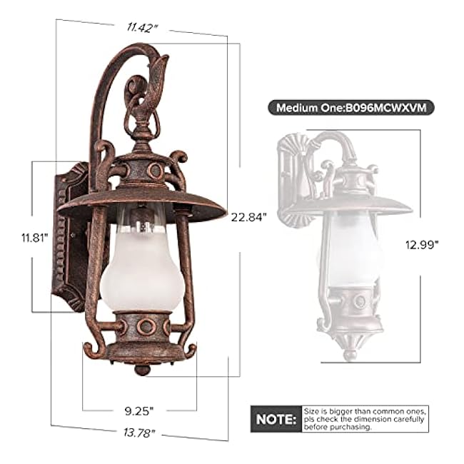 GZBtech Vintage Rustic Lantern Large Wall Sconce Oil Rubbed Bronze
