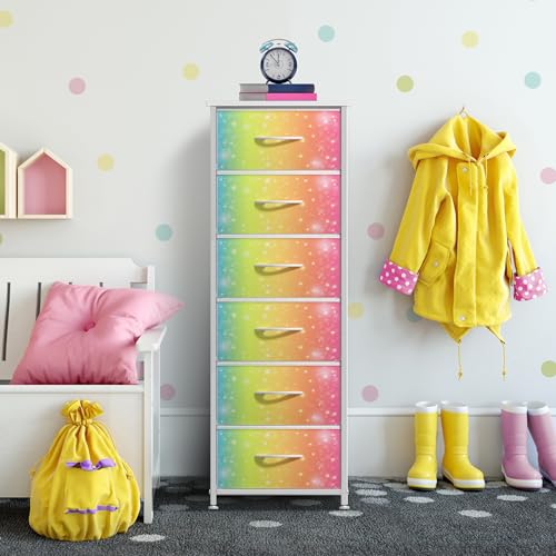 Sorbus Dresser for Kids Bedroom, Wood Top (6 Drawer, Colorful with Stars) - image 6
