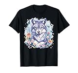 Photo Gallery simpatico lupo con fiori i kids wolf maglietta Photo Gallery simpatico lupo con fiori i kids wolf maglietta