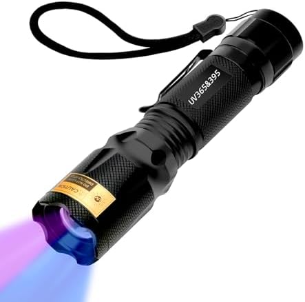 Lampe Torche UV Ultraviolet 365nm/395nm - Détecteur Taches D'Urine Animaux - Rechargeable - Noir