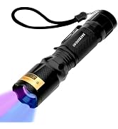 PROFORUS UV Flashlights Rechargeable, Ultraviolet Flashlight 365nm & 395nm Double UV Light Source Blacklight Flashlight Torch 2 In 1 Zoomable For...