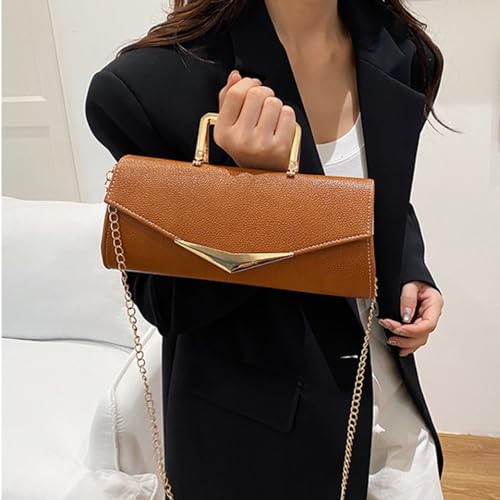 Image of Women Vegan Leather Evening Handbag Crocodile Pattern Handle Clutch Purse Cross Body Envelope Bag