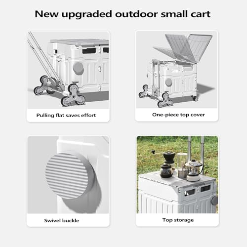 Tragbarer Einkaufstrolley mit Rädern - Allzweckwagen mit verstellbarem Teleskopgriff aus Aluminium - Leichter Kofferraumwagen für einfachen Transport - Schwarz – Bild 3