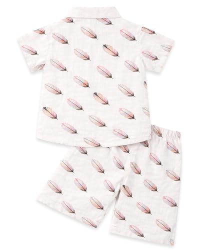 Image of Kuchipoo Boys 100% Muslin Organic Cotton Co-Ord Set | Printed Half Sleeve Shirt & Shorts | Soft Breathable Fabric | Casual Summer Wear | Boys Stylish Outfit