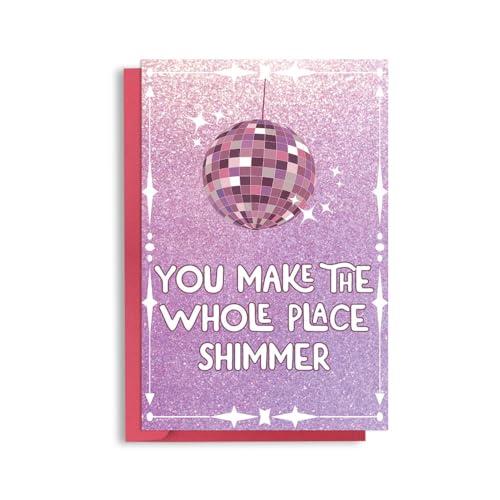 Sudaporn You Make the Whole Place Shimmer Cards 音楽愛好家 励ましギフト シンガーファン インスピレーションカード 女性 ガールフレンド 誕生日プレゼント 面白いディスコボール 応援カード 封筒付き