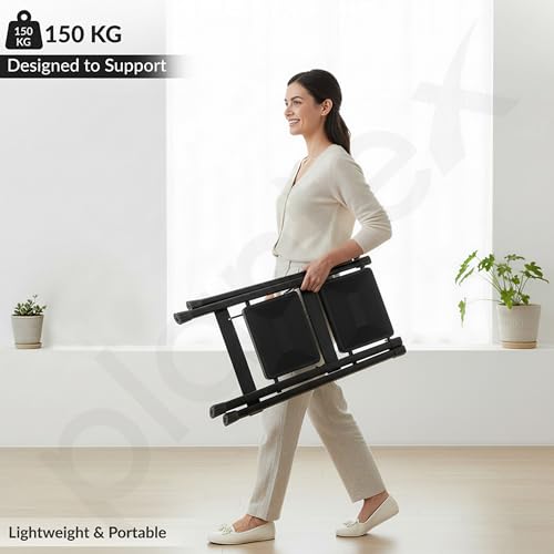 Image of Plantex Ladder for Home /GI Steel Foldable 2 Step Ladder /Wide Anti Slip 2 Step Ladder - (Black)