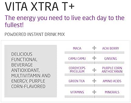 Fast Acting Energizing Tea By Fuxion Vita Xtra T-Mix All Natural Herbs&Fruits For Natural Energy (Purple Corn, 28 Sachets) #TOP6