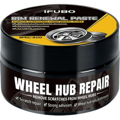 Car Wheel Scratch Repair Polish – 80g Hub Polishing Paste with Sponge, Removes Scratches & Restores High-Gloss Finish