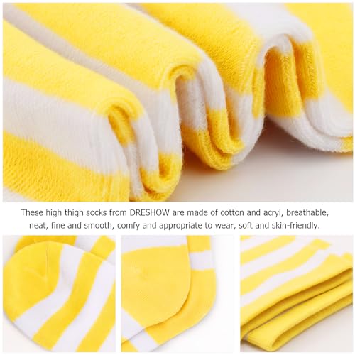 Image of AQOKKA Extra Long Thigh High Socks for Women Striped Over Knee Thigh Socks Long Boot Thigh High Stockings Leg Warmers
