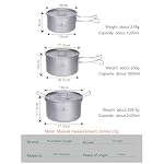 iBasingo Titanium Camping Pots Set with Lid Ultralight Cookware Ti2109C - Image 3