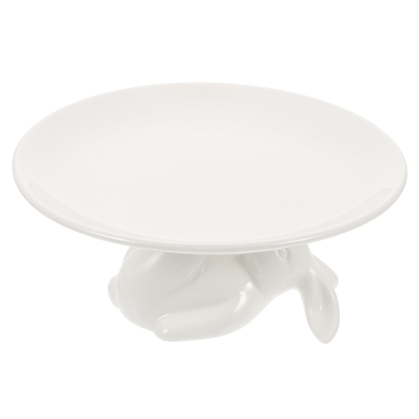 HEMOTON 1 Jeu Plateau Lapin en Céramique Assiettes Lapin De Pâques Plateau D'accessoires Assiette à Gâteau De Pâques Présentoir à Cupcakes en Céramique Blanche Porte-clés Le Dessert