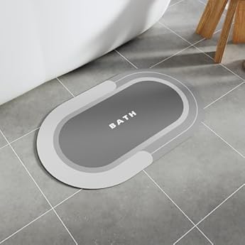Foto di SIXHOME Tappeto Bagno Assorbente Antiscivolo Lavabile in Lavatrice tappetino da bagno ad asciugatura rapida tappeto in gomma fondo per bagno(Grigio,40x60cm)
