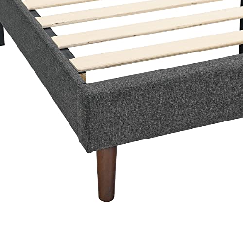 Musehomeinc Full Bed Frame With Adjustable Height Headboard,Tufted Upholstered Platform Bed With Stong Wood Slat Support,Grey Bed No Box Spring Needed,Easy Assemble #TOP4