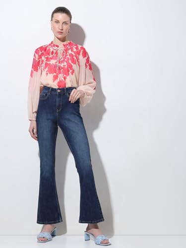 Image of VERO Moda Women High Rise High Waist Bootcut Flared Jeans | Wide Leg Bell Bottom Denim | Stretchy & Stylish Retro Look