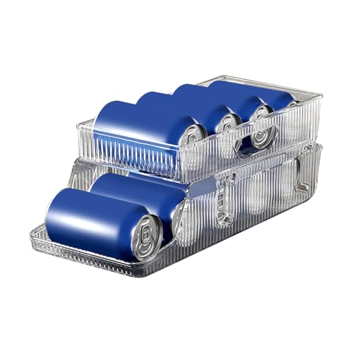 Wezalget Organizador para Latas de Refresco en la - Dispensador Apilable Organizador de Latas,Organización De Bebidas Para La Cocina Y Con Base Antideslizante Para