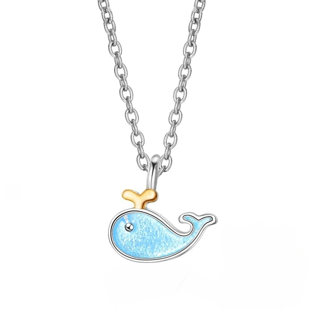Collier queue de requin argent anti-allergie avec émail bleu - 5