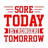 courbaturé aujourd'hui, plus fort demain, typographie parfaite 54.6x60.8cm Culture du tatouage Rouge