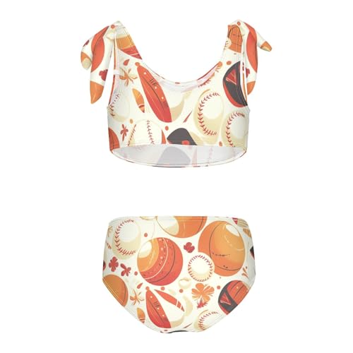 KLL Baseball Pattern Girls' Two Piece Bikini Set Beach Swimsuits Swimwear Adjustable Strap2