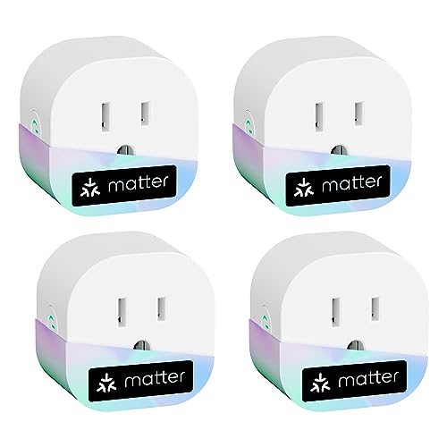 meross Matter Smart Plug Mini, Easy Setup, 100% Privacy Matter Smart Home, Work with Alexa, HomeKit, Google Home with Schedule and Timer, App and Voice Control, 2.4G Wi-Fi Only, 4 Pack
