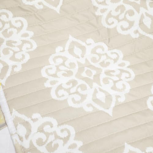 Image of Lush Decor Leah Reversible Floral Quilt Set, 8 Piece Set, Full / Queen, Yellow & Gray - Charming Floral Bedding Set With Pillow Cases, Decorative Throw Pillows & Bed Skirt- Large Watercolor Flowers