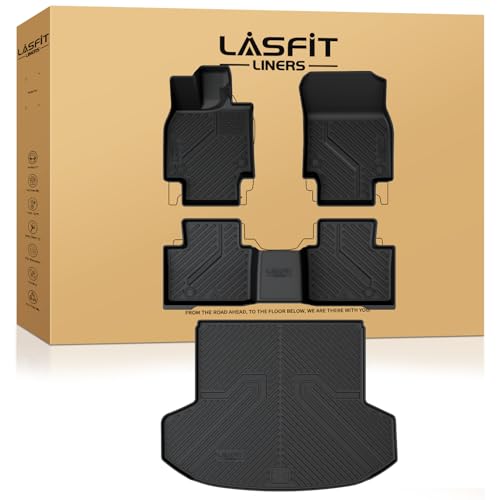 Image of LASFIT Floor Mats & Cargo Mat for Toyota Crown Signia 2025 2026, TPE All Weather Protection Rubber Car Liners Custom Fit for Crown Signia Accessories 1st & 2nd Row & Trunk Mats, Black