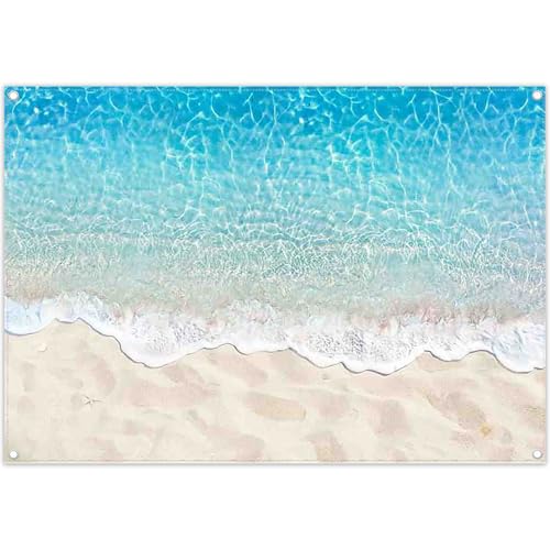 ZTHMOE 7x5ft Summer Beach Photography Backdrop Sea Ocean Waves Banner
