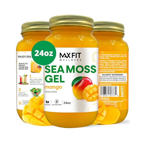 Sea Moss Gel Raw (12 Flavors) 24oz Wildсrafted Gold Sea Moss Gel from Saint Lucia | 92 Vitamins and Minerals | Pure Raw+Non-GMO | Vegan Superfood