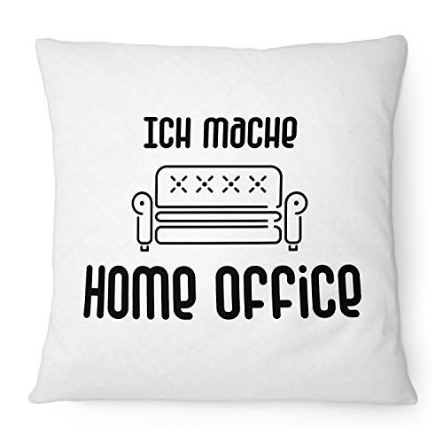 Oreiller fashionalarm Ich Mache Home Office – Canapé – 40 x 40 cm avec garnissage | Imprimé avec inscription | COVID-19 Corona Virus 2020 Bureau, Blanc.,...