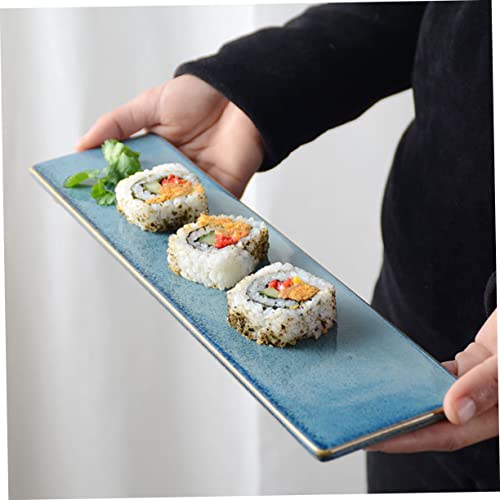 Plato cerámico rectangular estilo japonés para sushi miniatura 4