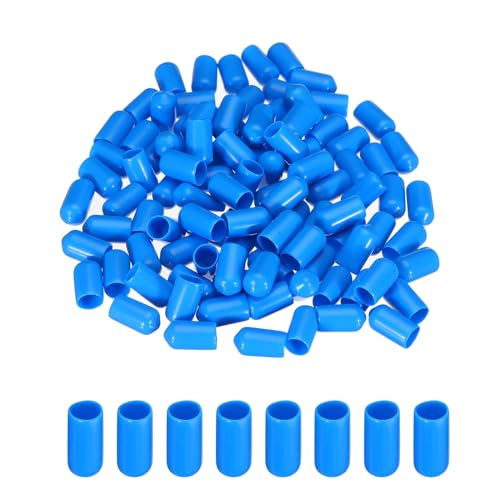 Image of MECCANIXITY 100pcs 8mm(5 /16 inch) Rubber End Caps Cover PVC Vinyl Screw Thread Protector Round Wire Shelf Caps for Screw Bolt Pipe Fence Post, Light Blue