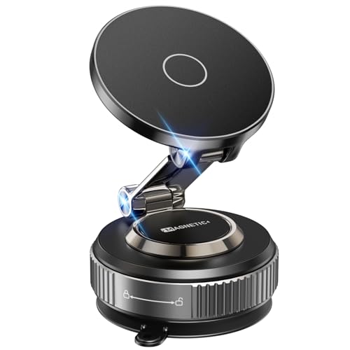 Magnetic Phone Holder for Car 2026 Heavy Duty Model 360° Adjustable Vacuum Suction Car Magsafe Phone Mount Cell Phone Holders for Your Car for iPhone 16 Pro Max 15 14 13 12 Plus (Metal Stand Rotor)