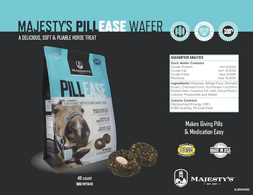 Majesty's PillEase Horse Treats | A Delicious Soft and Pliable No Bake Cookie Horse Treat | Makes Giving Pills & Medication Easy | Made in The USA - 48 Wafers - Image 2